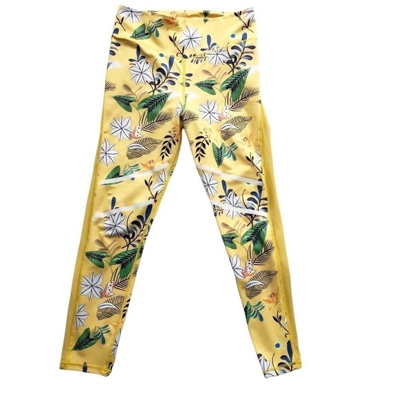 Zyia Reflective Light n Tight High Rise Leggings Yellow Floral 8/10 - Picture 4 of 13